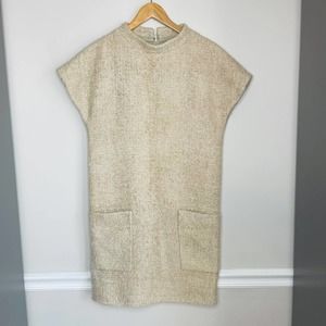 Ann Mashburn Sweater Dress Metallic Eyelash Tweed Cap Sleeve Shift size XS